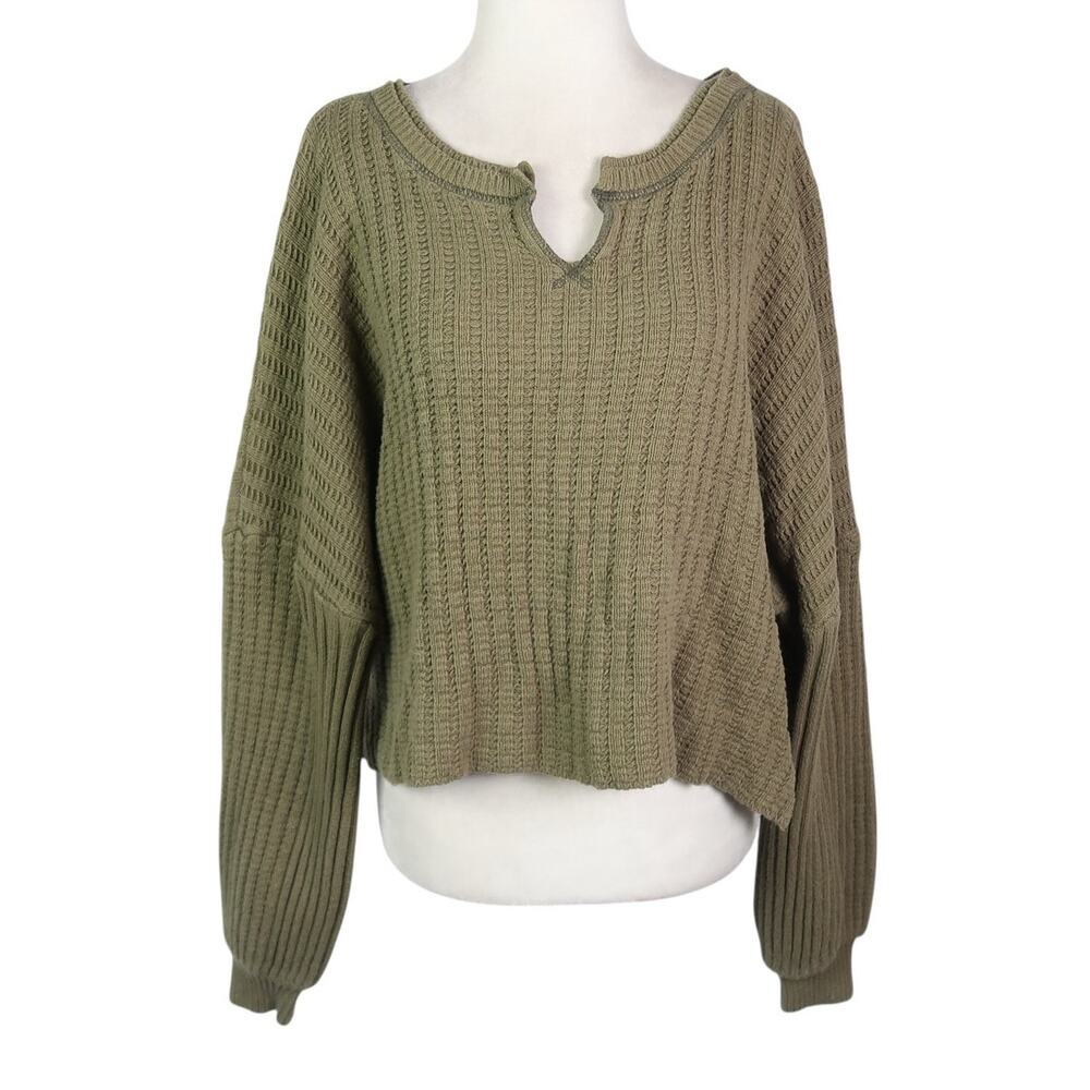 BDG Urban Outfitters Olive Green Notch Neck Pullover Sweater S